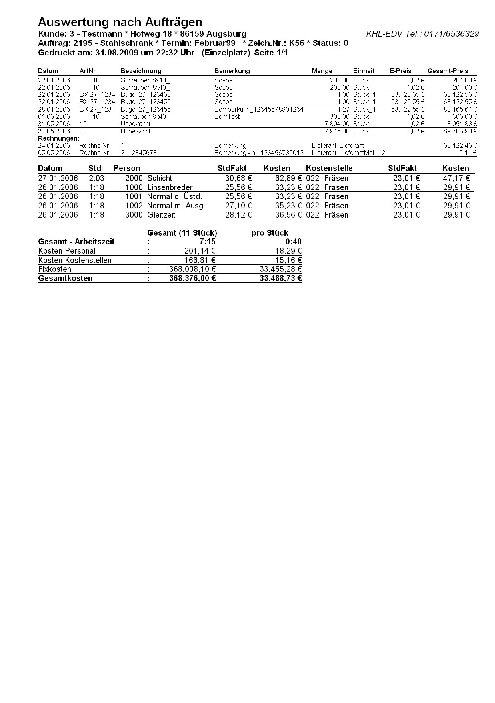 Auftragsauswertung